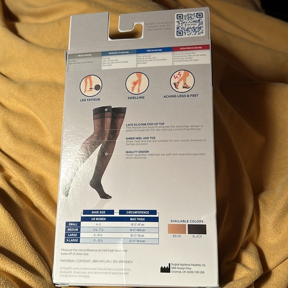 Truform Leg Health Lites Ladies Thigh High Medium 8-15 mmHg Compression BEIGE - Picture 3 of 6